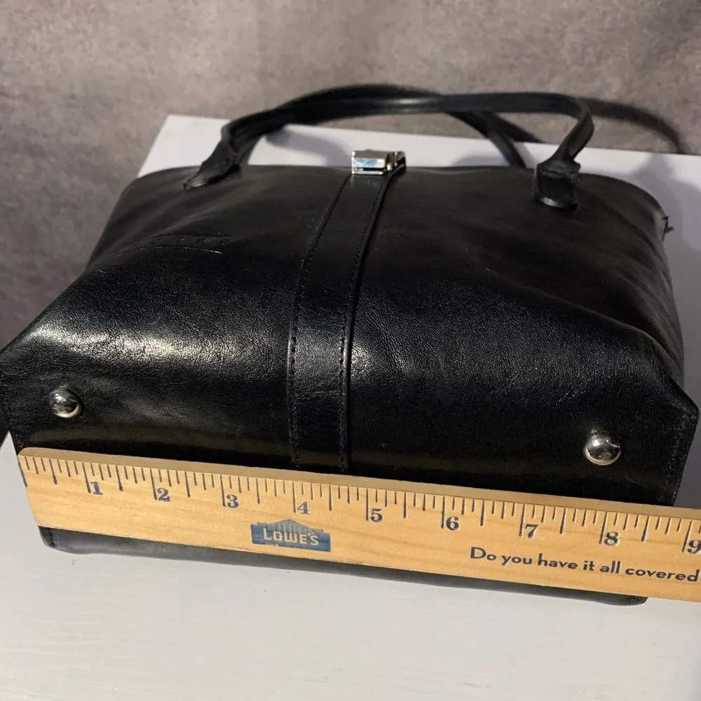 Texier Black Leather Bag, Silver Hardware (Made In France)